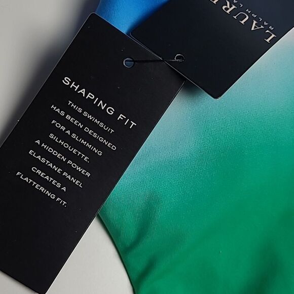 NEW RALPH LAUREN ONE SHOULDER BLUE GREEN OMBRE PIECE SWIMSUIT 4 NWT - Picture 4 of 10